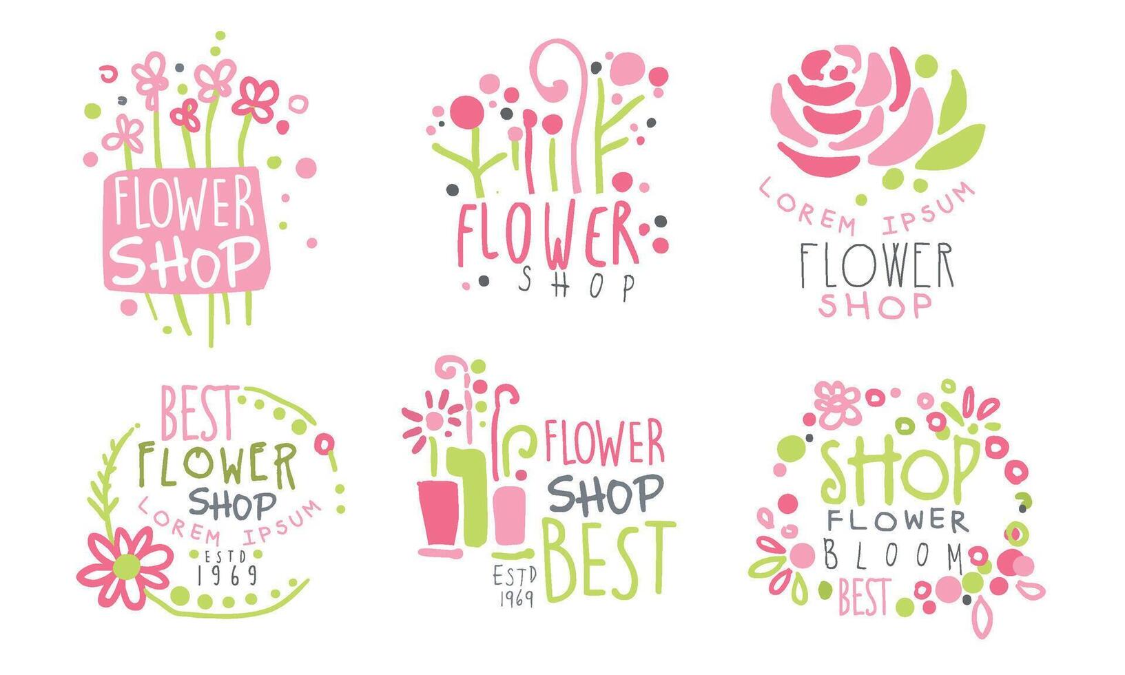 Set of logos for a flower shop. illustration. vector