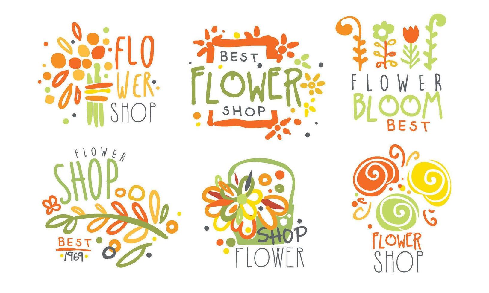 Set of contour logos for a flower shop. illustration. vector
