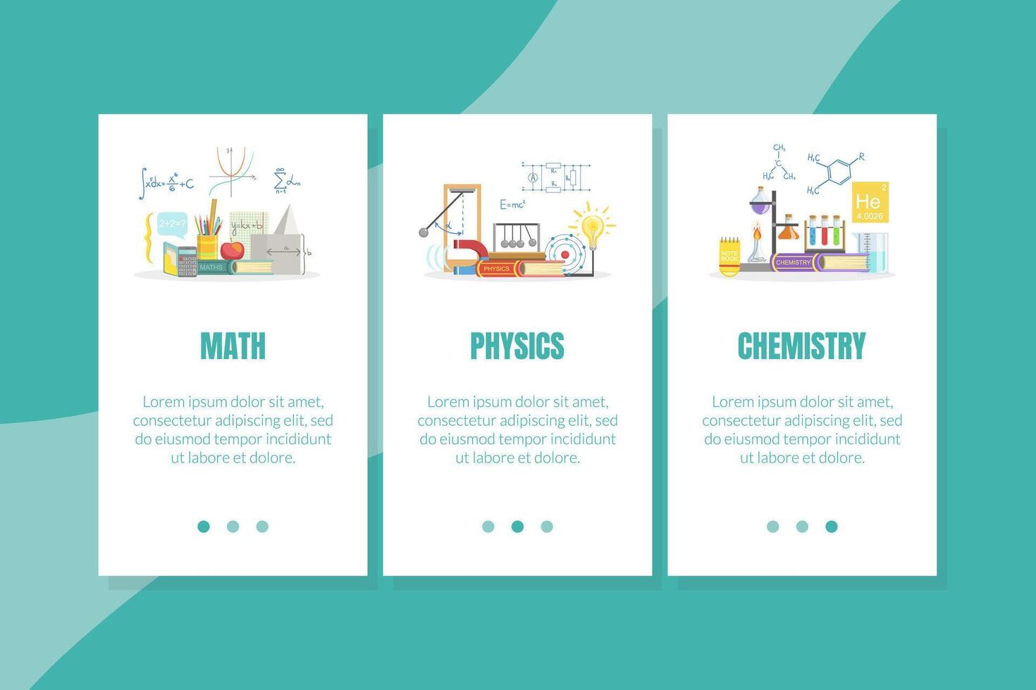 Math, Physics, Chemistry Landing Page Template, Science Education Website Illustration vector