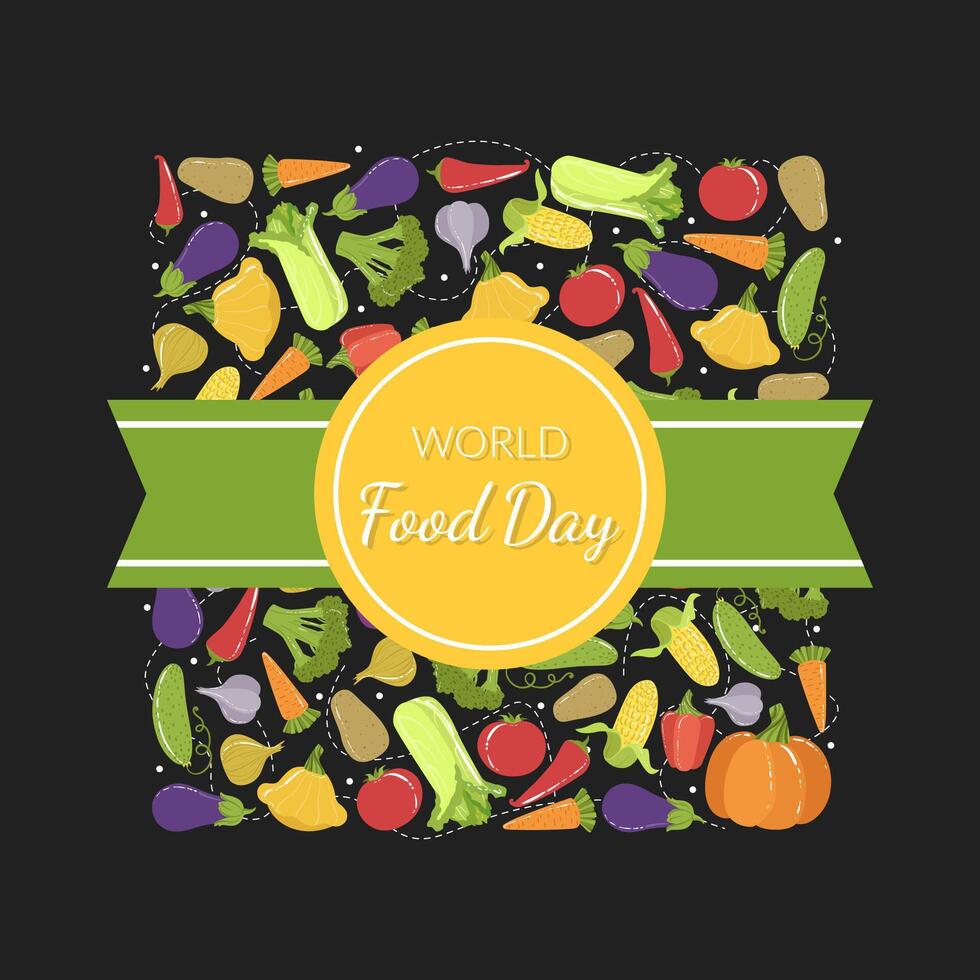 World Food Day Banner Template with Fresh Ripe Organic Vegetables Illustration vector