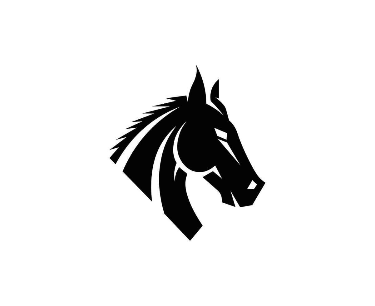 A stylized, black and white, illustration of a horse's head vector