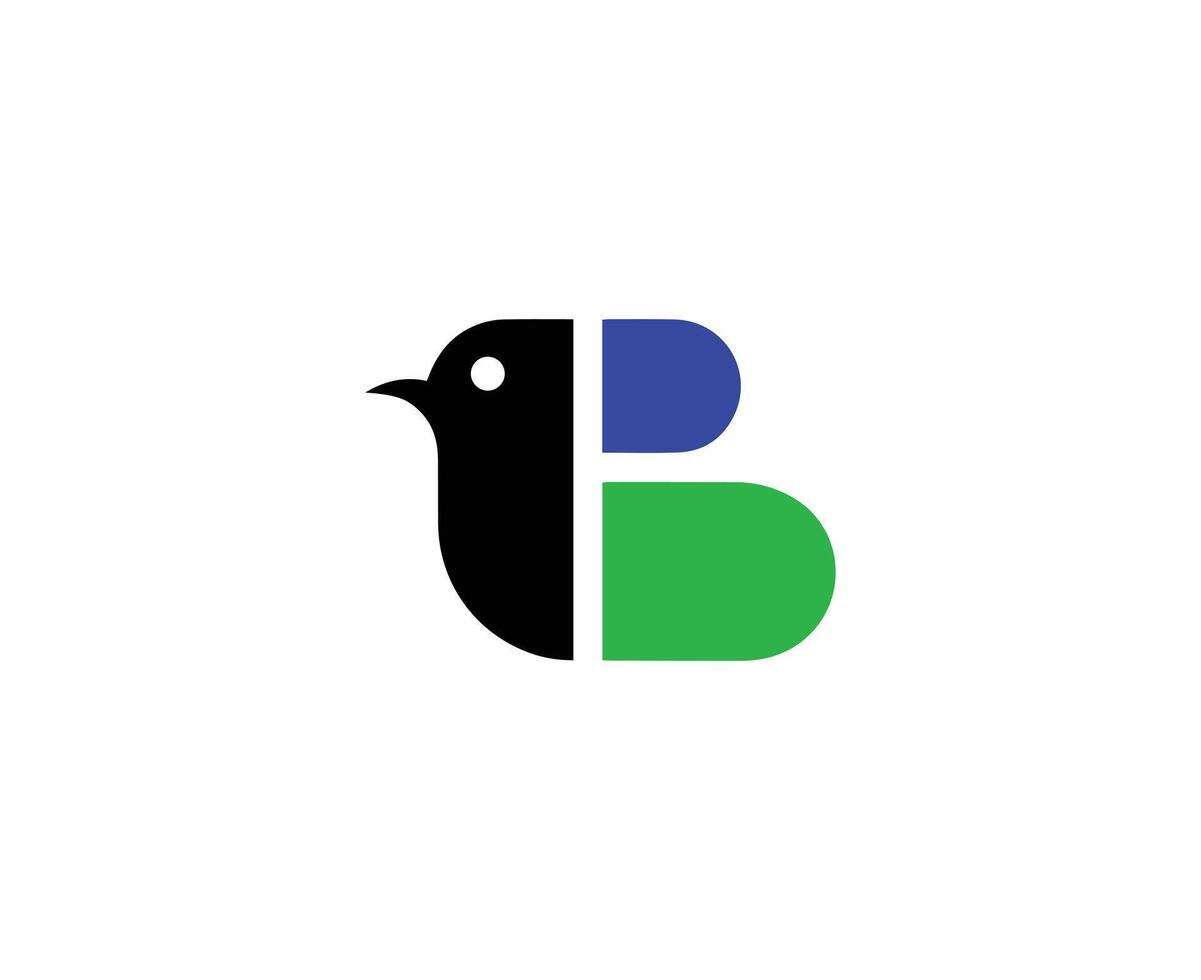 A stylized letter B with bird logo vector