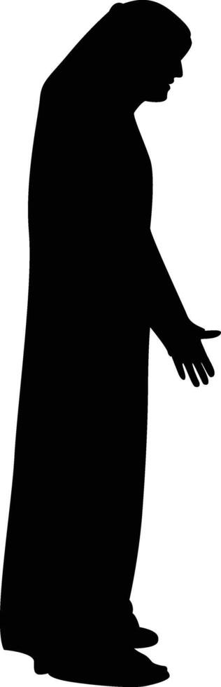 Silhouette of Muslim Male Praying Isolated on White Background. vector