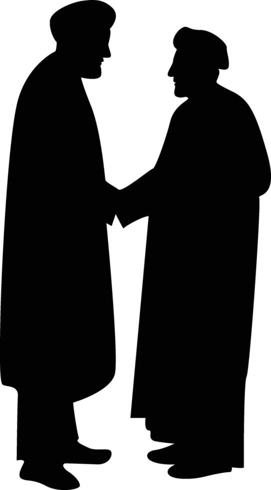Silhouette of Two Muslim Praying vector