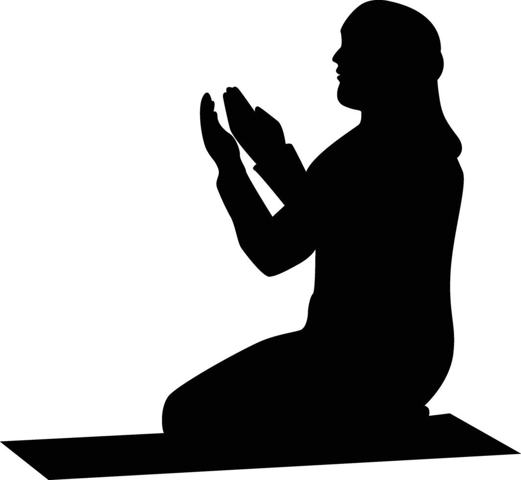 Silhouette of Muslim Praying vector