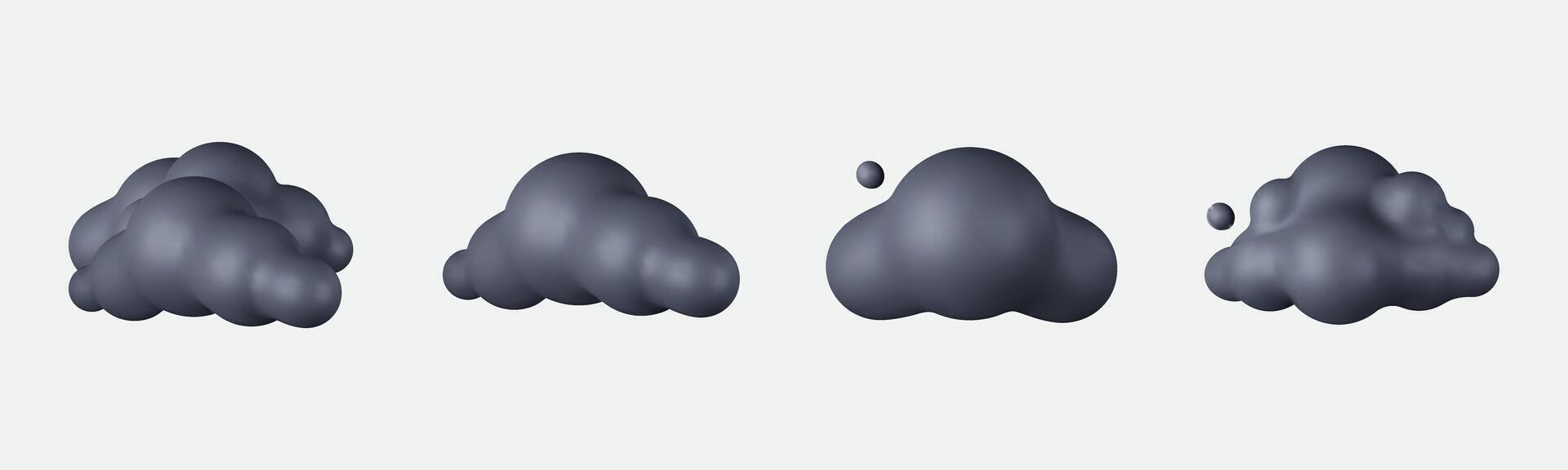 3D Cartoon clouds in dark. vector