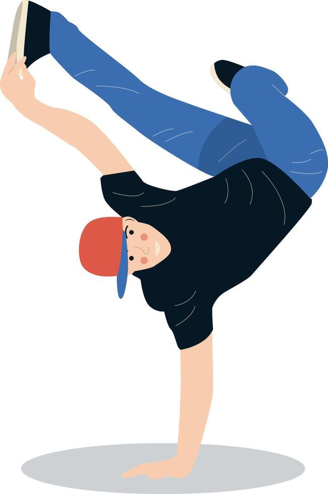 Breakdance Activity People Character with Flat Cartoon Design vector
