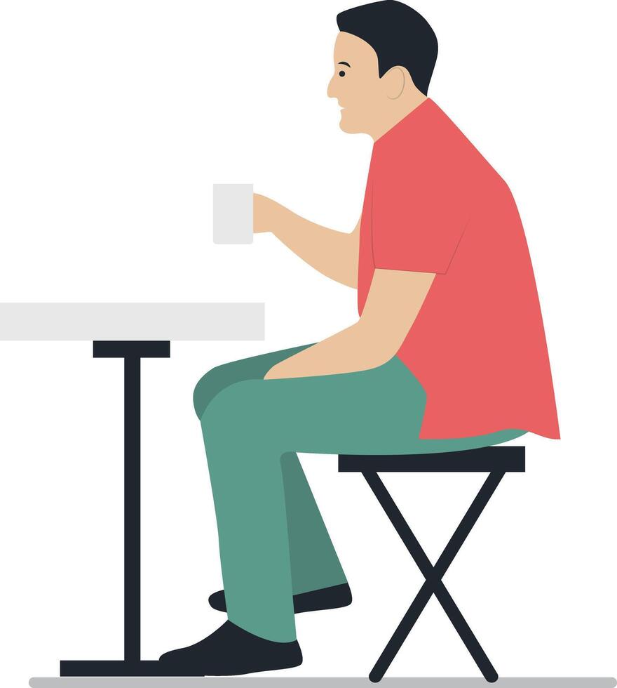 Business People Sitting at the Cafe Illustration in Cartoon Design vector