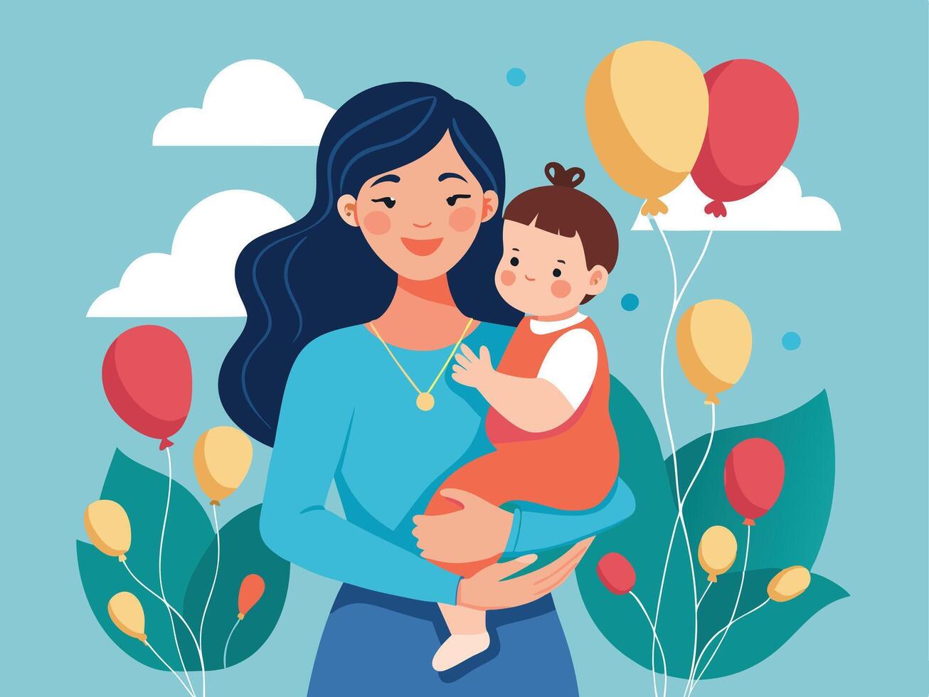 Happy mother day colorful card artwork design with mother love. vector