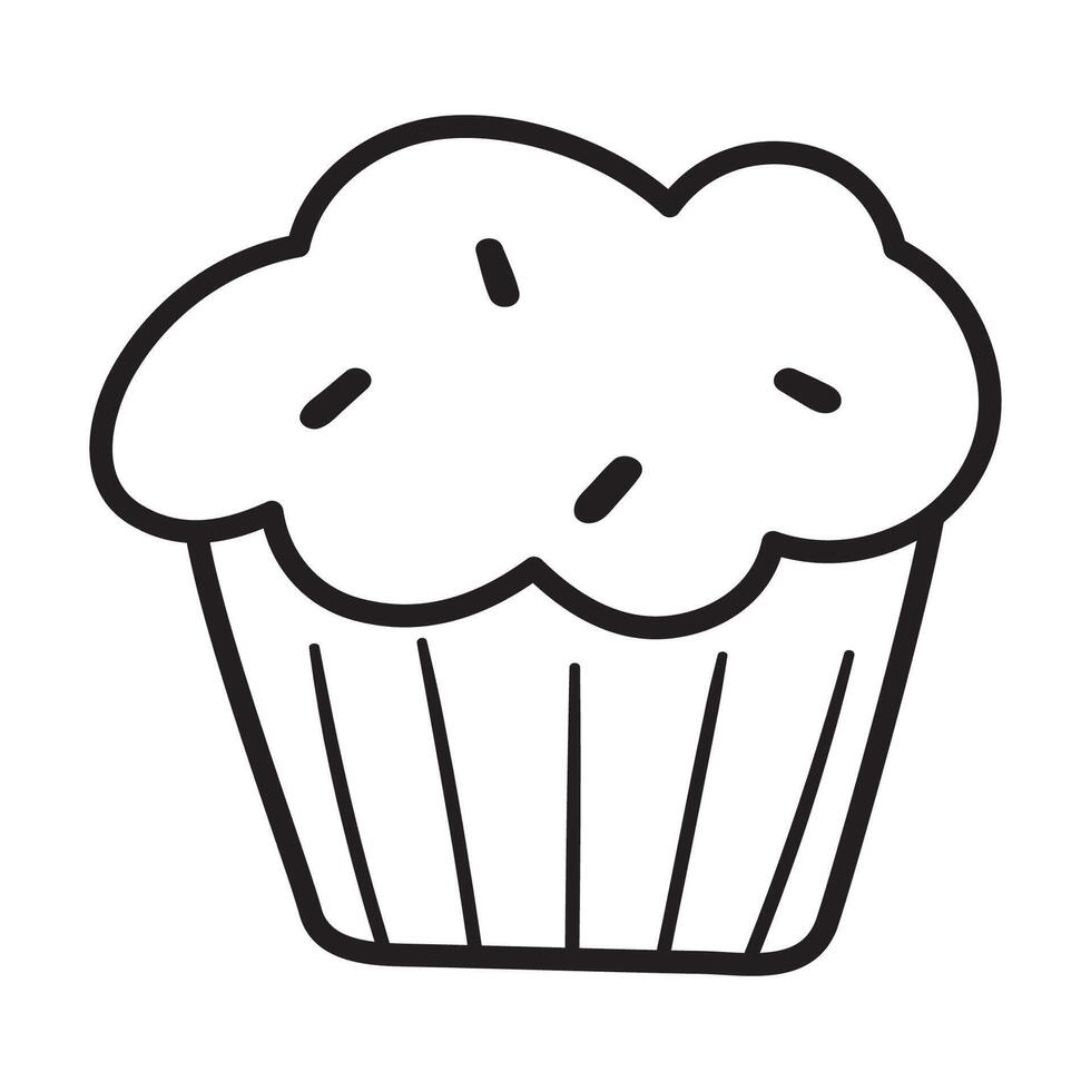 Muffin isolated icon Outline design. Food illustration. vector