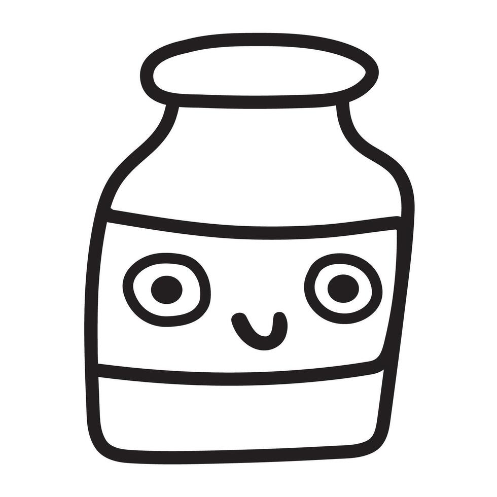 Hand drawn jar. Contour sketch. Black color. outline illustration on white background. vector