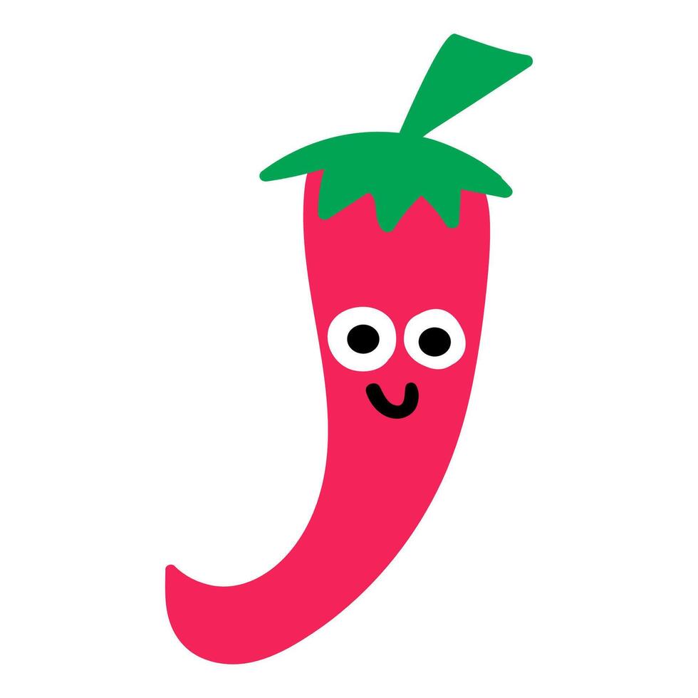 Cute chili pepper. Hand drawn graphic design. Illustration on white background. vector