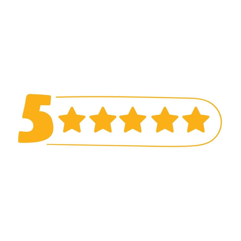 design yellow badge. 5 stars. Best rating. Illustration on white background. vector