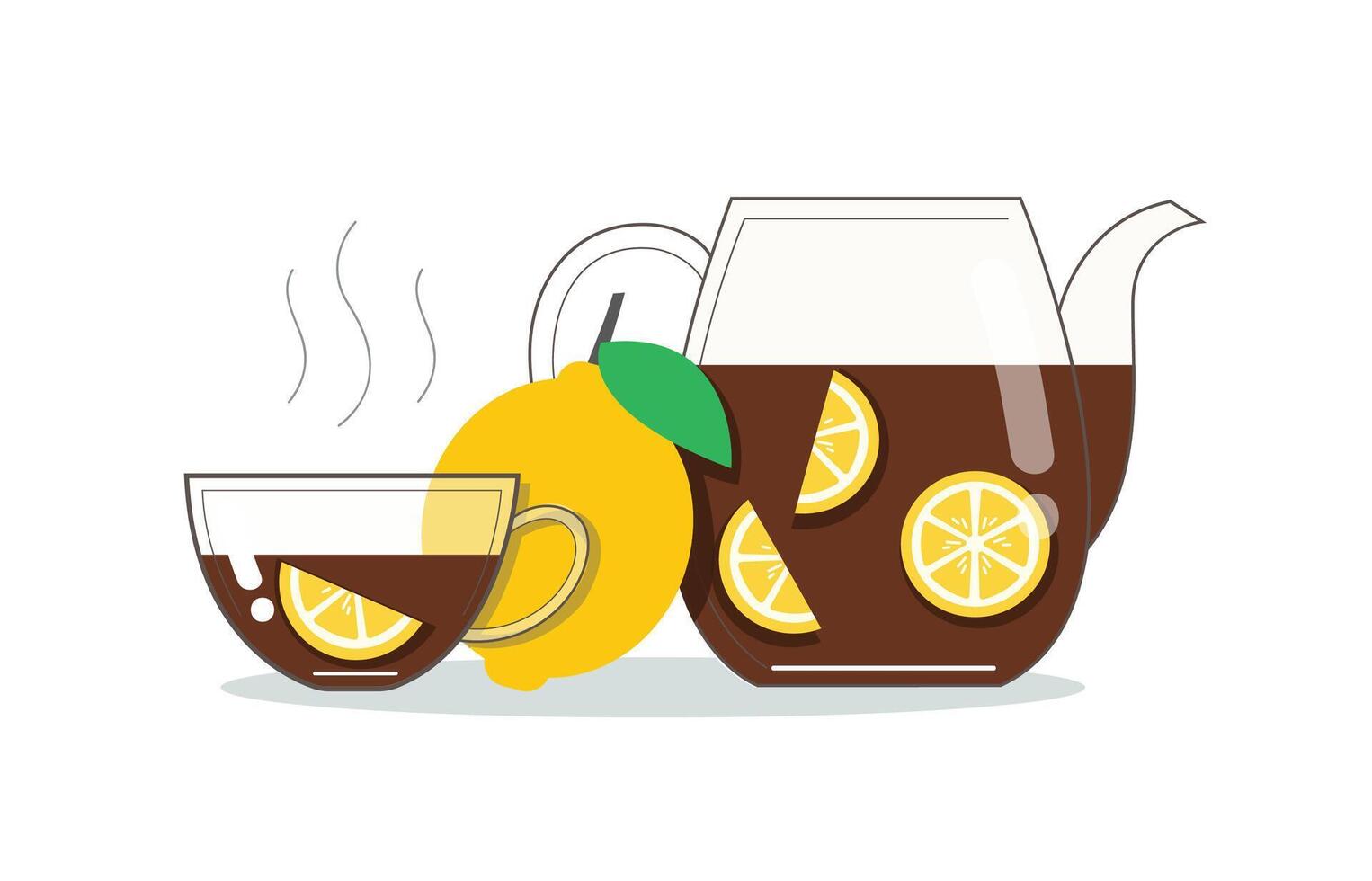 Hot Lemon Tea with Fresh Lemon vector