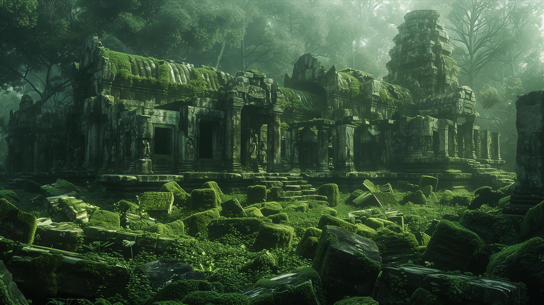 Ancient ruins in the jungle photo