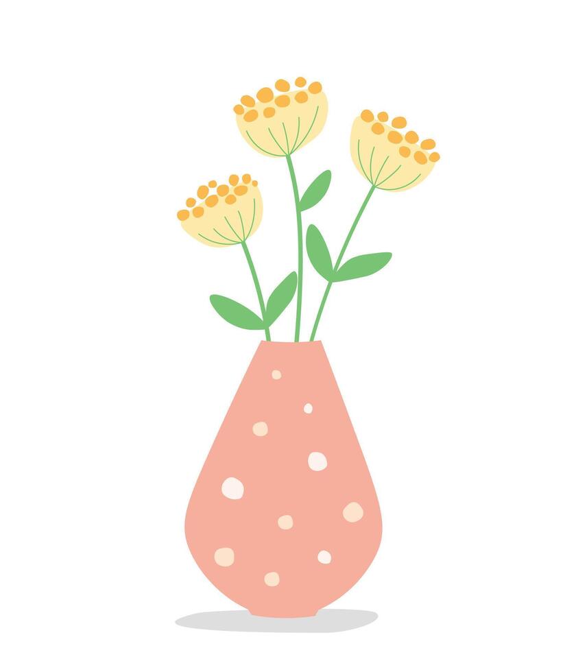 Abstract vase with a bouquet of flowers. flat graphics. vector