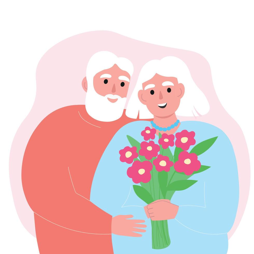 A couple of elderly people together. vector