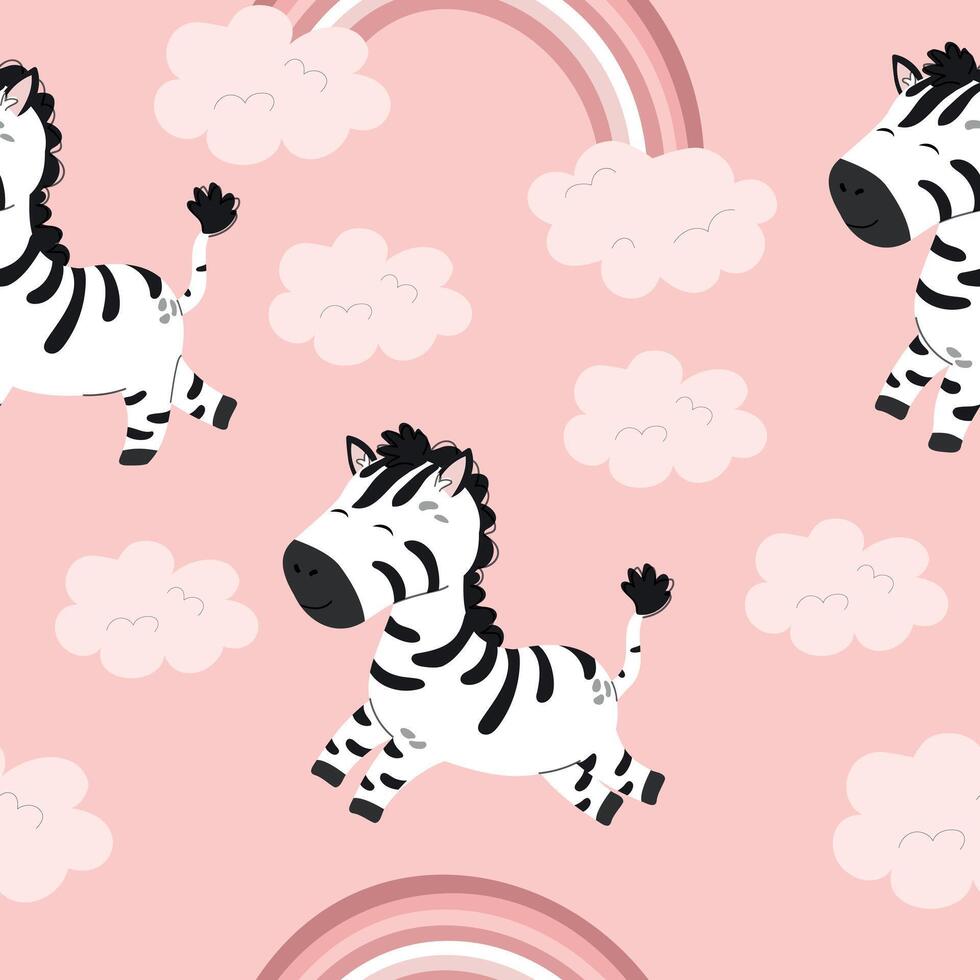 Pink pattern with zebras. vector