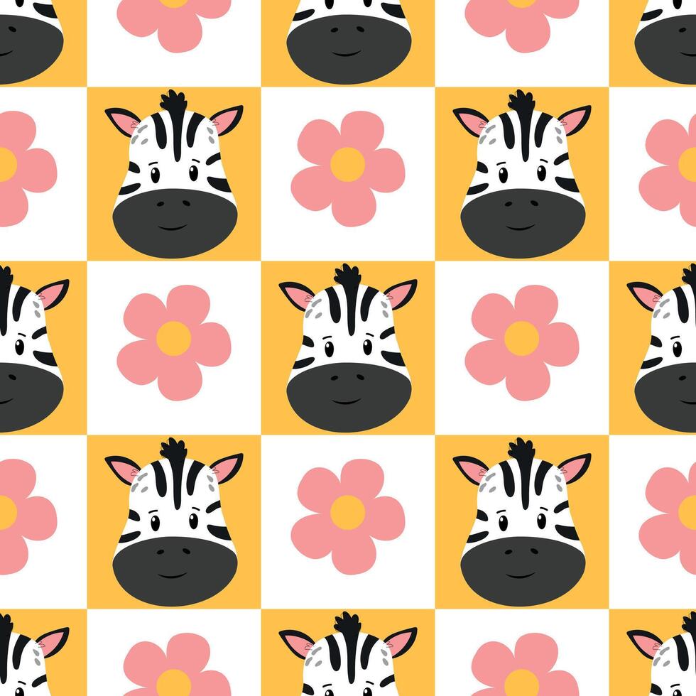 Hand drawn cute zebra seamless pattern. vector