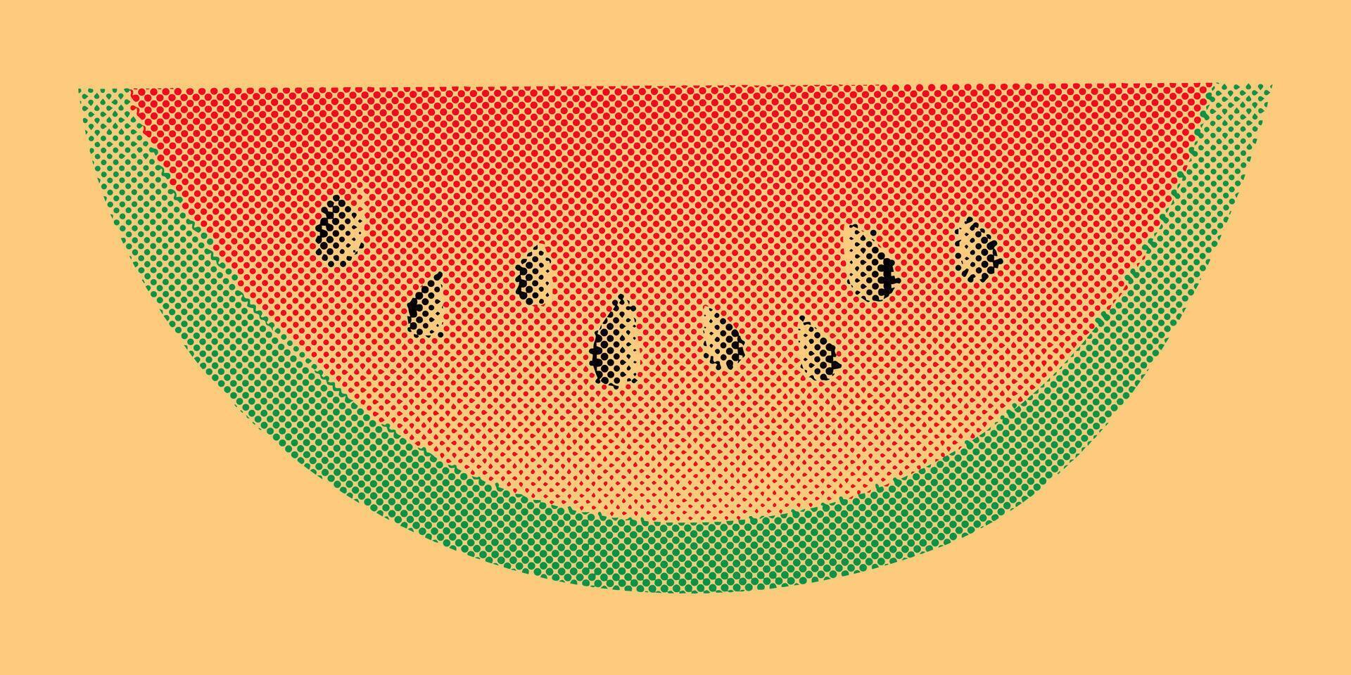 a slice of watermelon in pixel art style, retro style vector