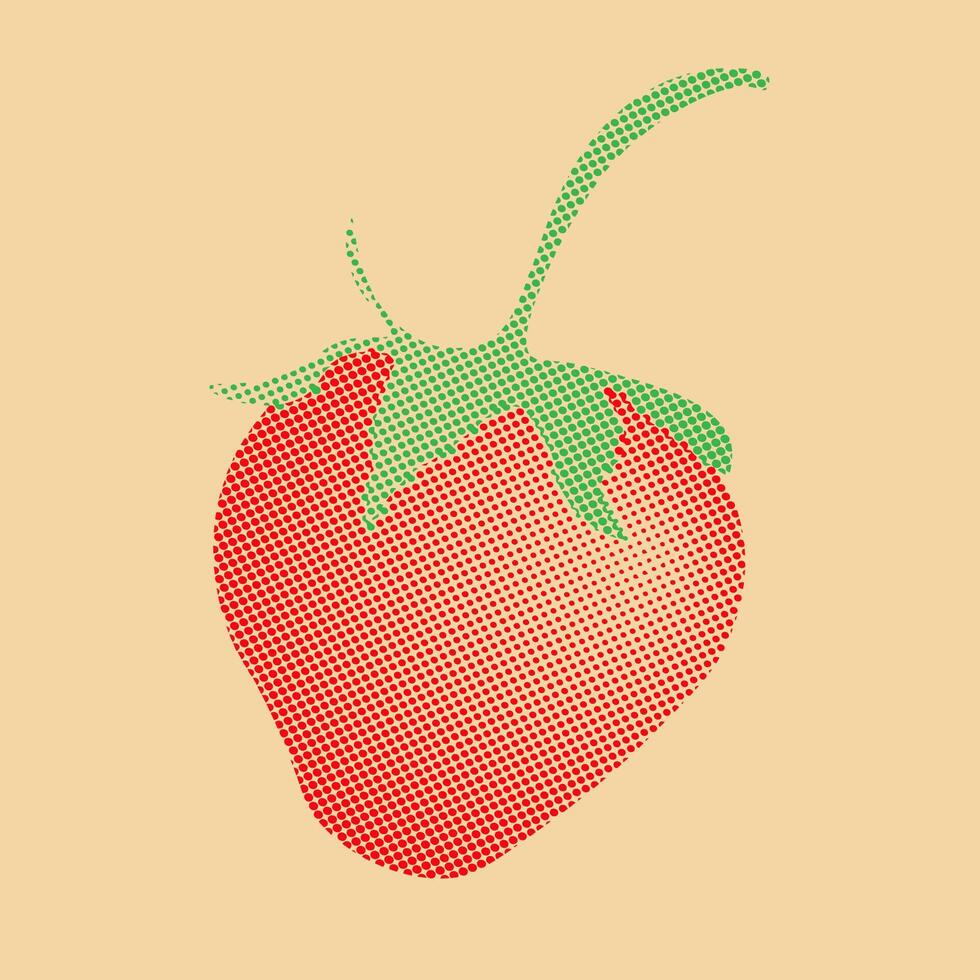 strawberry in pixel art style, retro style vector