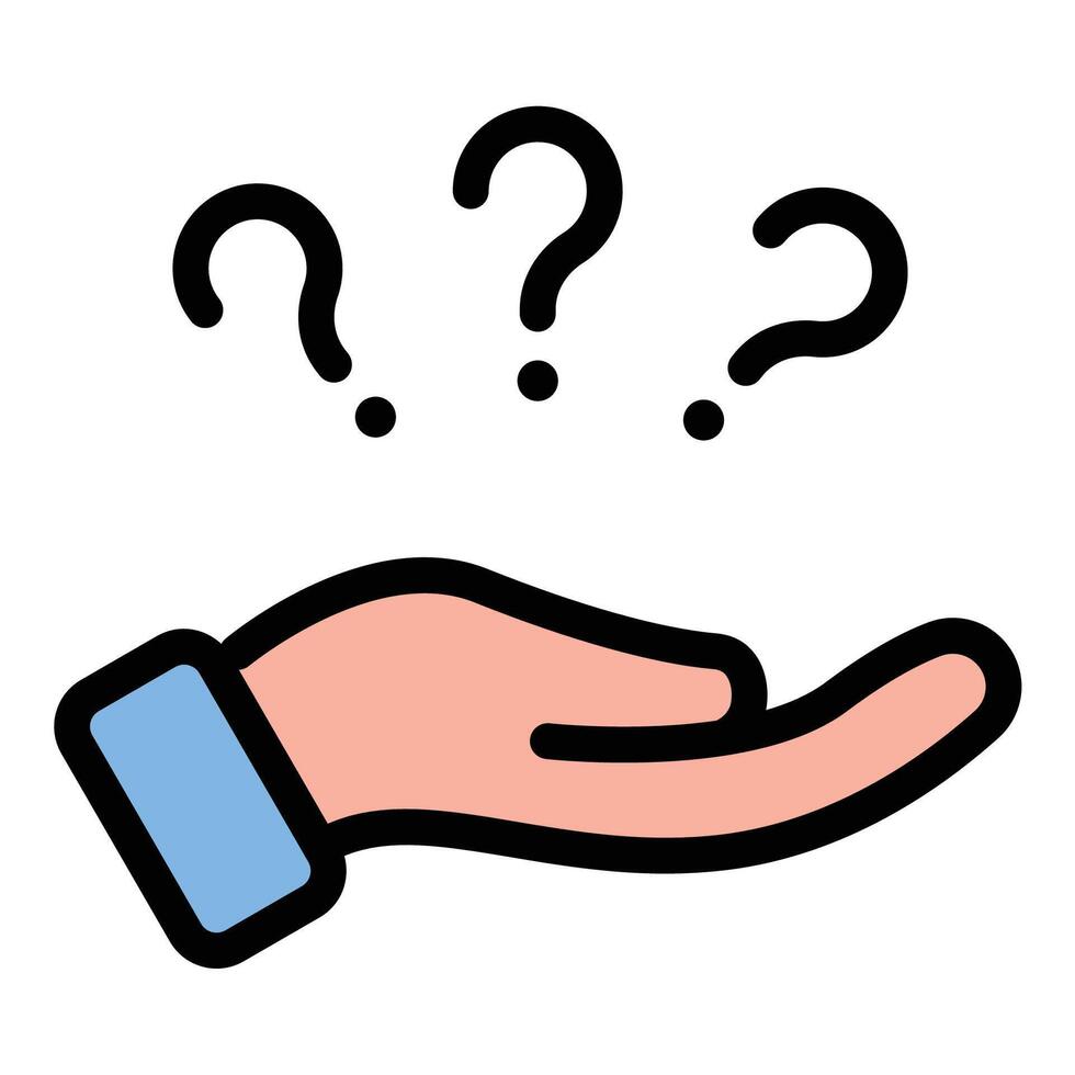 Help Icon Assistance and Support in Flat Line Color Style. vector