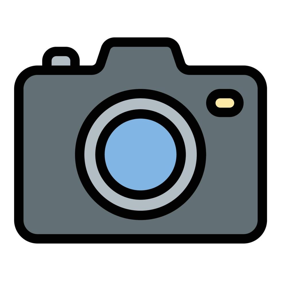 Photo Camera Icon Photography and Memories in Flat Line Color Style. vector