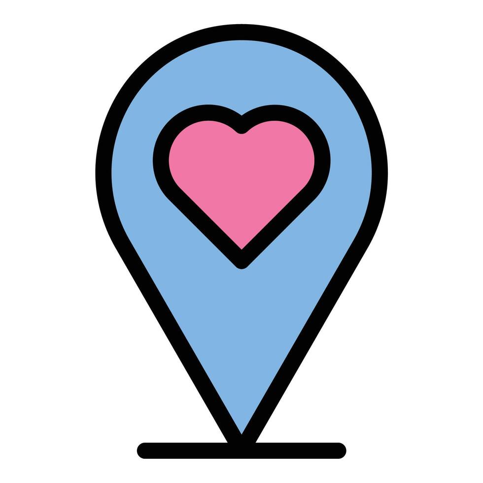 Wedding Location Icon Venue and Destination in Flat Line Color Style. vector
