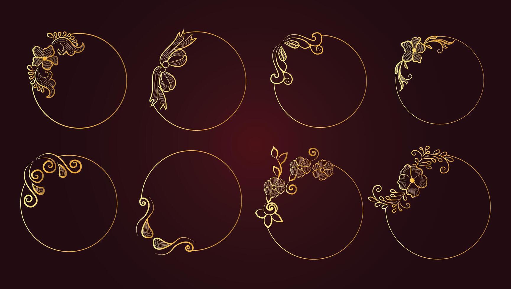 Ornamental retro gold frame with Thai Effect and circle frame vector