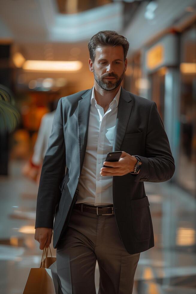 A man in a suit and tie is holding a cell phone photo