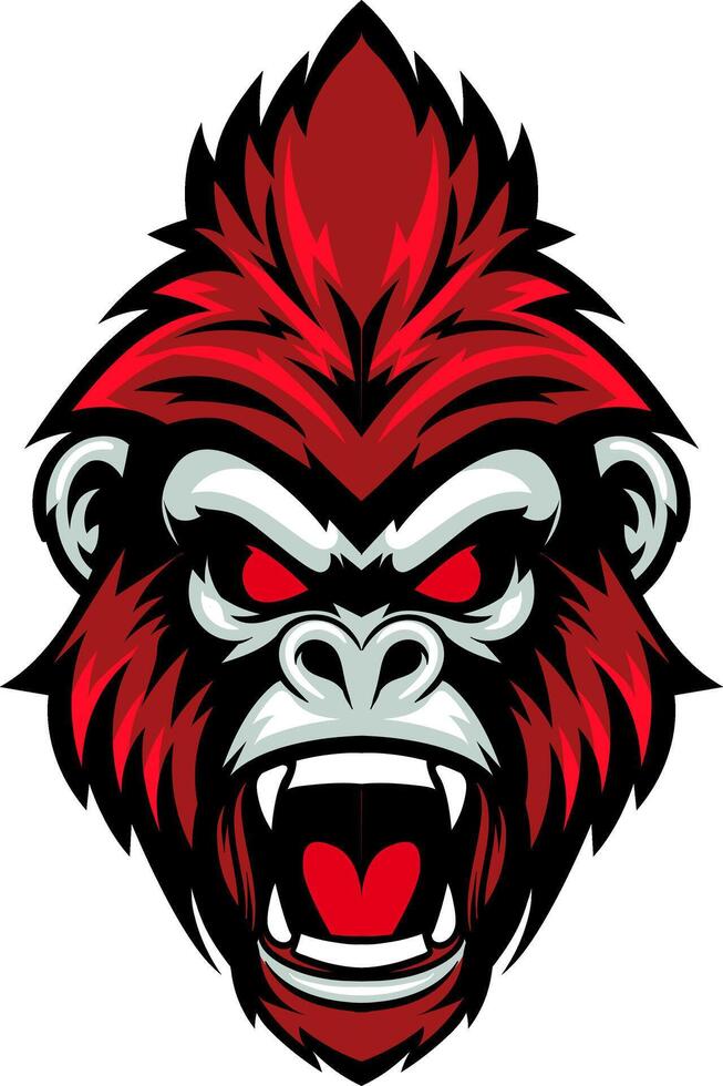 Red Angry Gorilla head cartoon character illustration vector