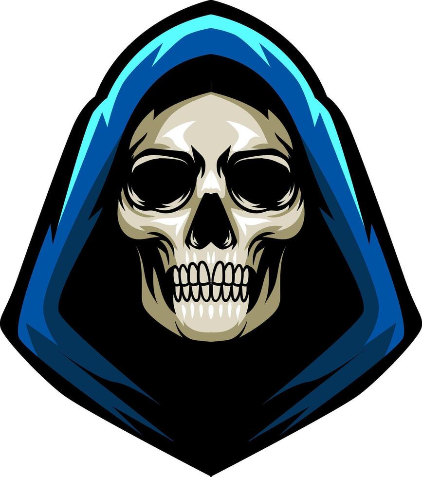Grim Reaper Skull head cartoon character illustration vector