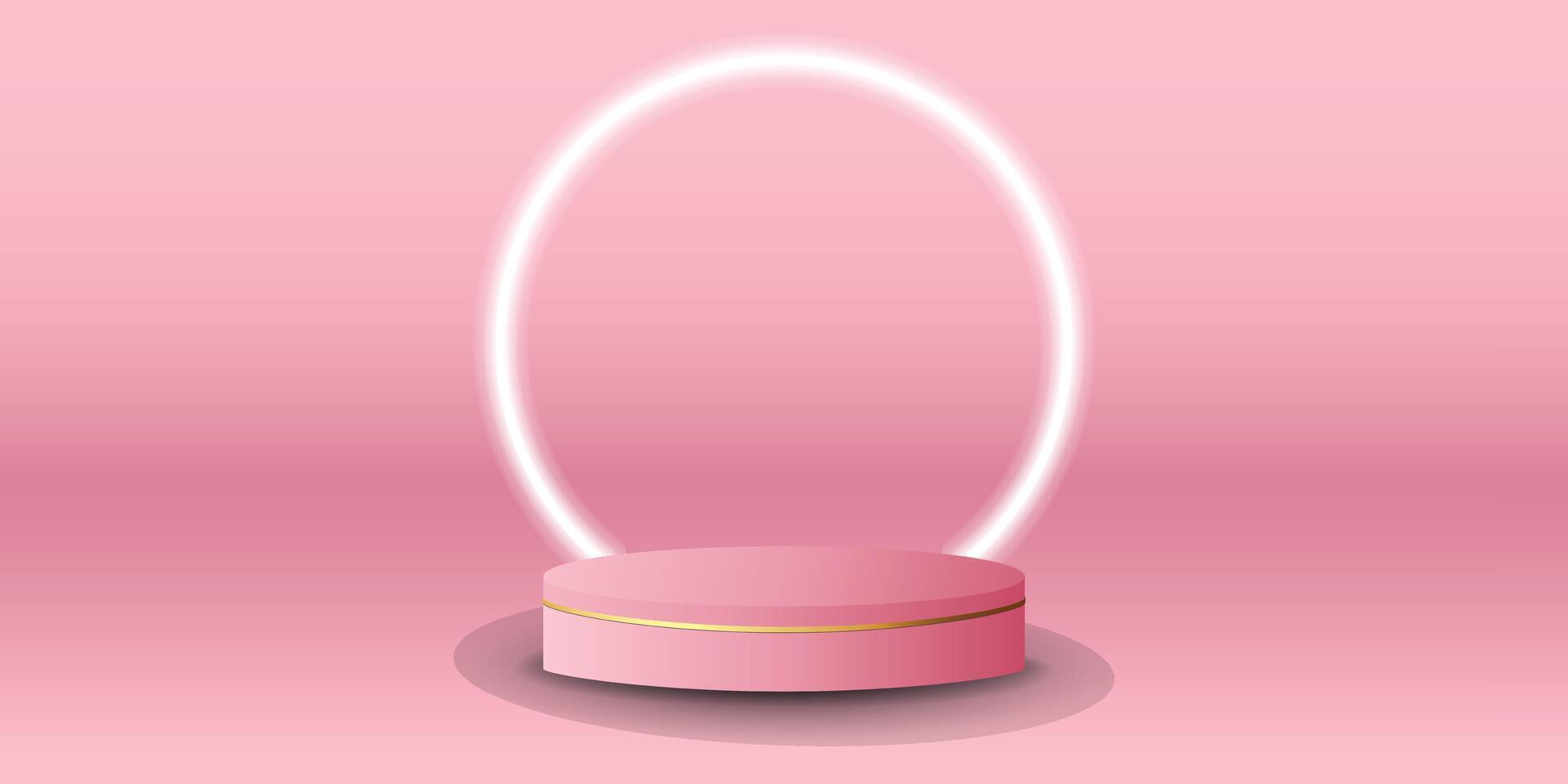 White neon light podium display with background the same color as the podium. Modern studio, wall scene fashion, stage podium scene vector