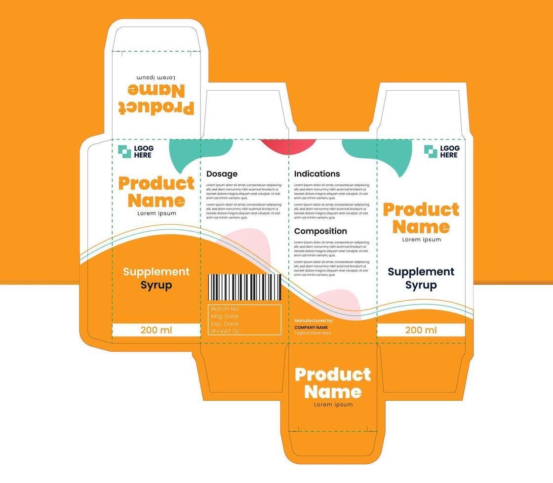 Eye-Catching Designs for Multi Vitamin Syrup box or tablet box template design vector
