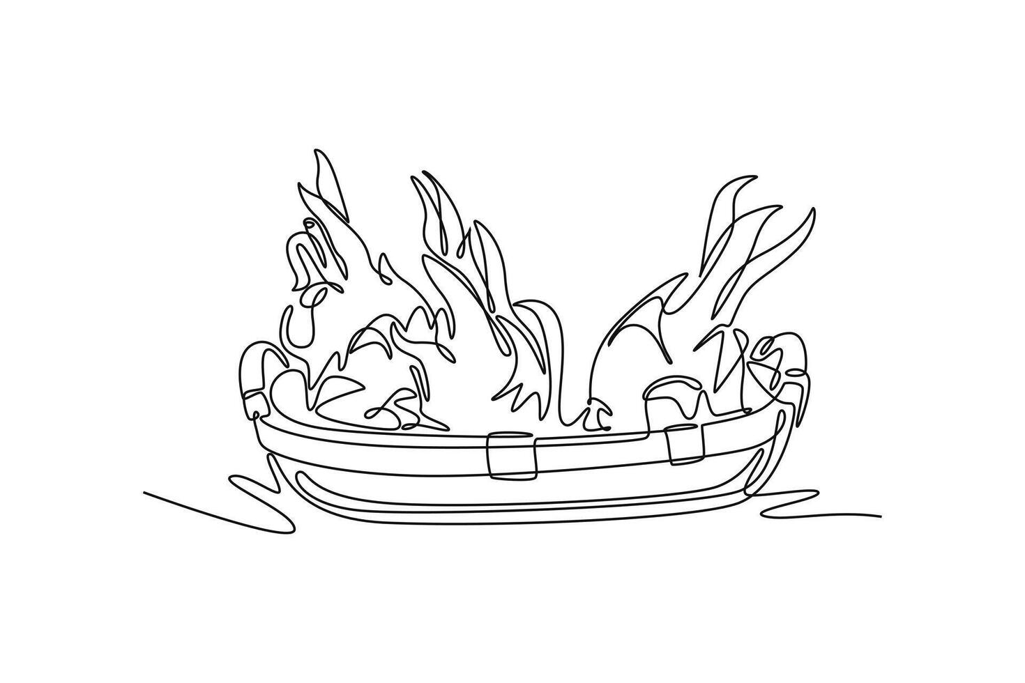 Single continuous line drawing wicker basket with full of fresh dragon fruit for market logo icon. Healthy food contains vitamins for body fit. Dynamic one line draw graphic design illustration vector