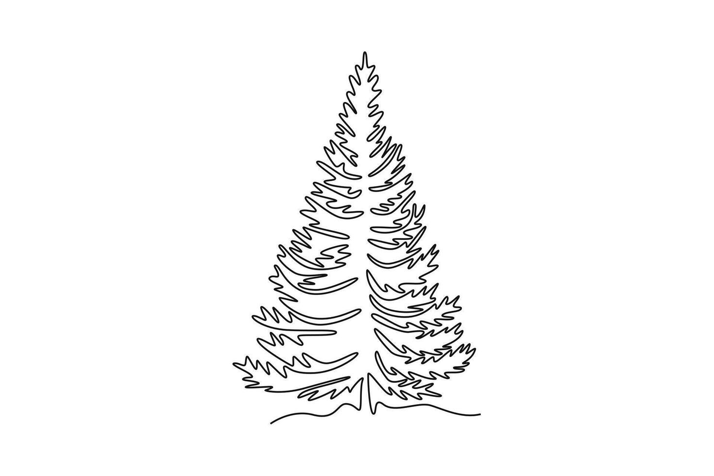 Single one line drawing beauty and exotic pine tree logo. Decorative pinus for greeting post card. Beauty place holiday vacation concept. Modern continuous line draw design graphic illustration vector