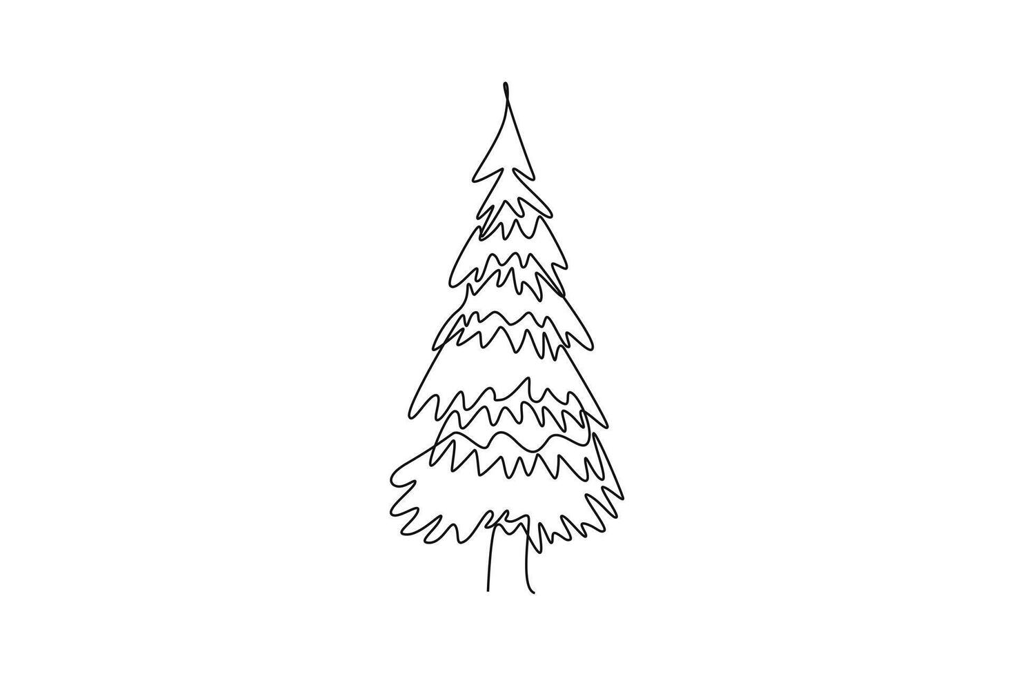 Single one line drawing of beauty and exotic pine tree. Decorative pinus for greeting post card template. Beauty place holiday vacation. Modern continuous line draw design graphic illustration vector