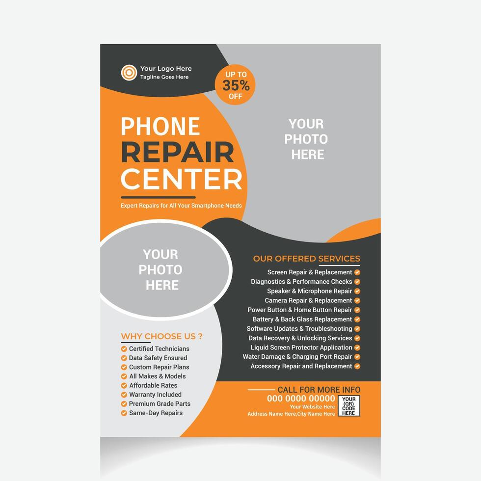 Phone Repair Center Flyer design vector