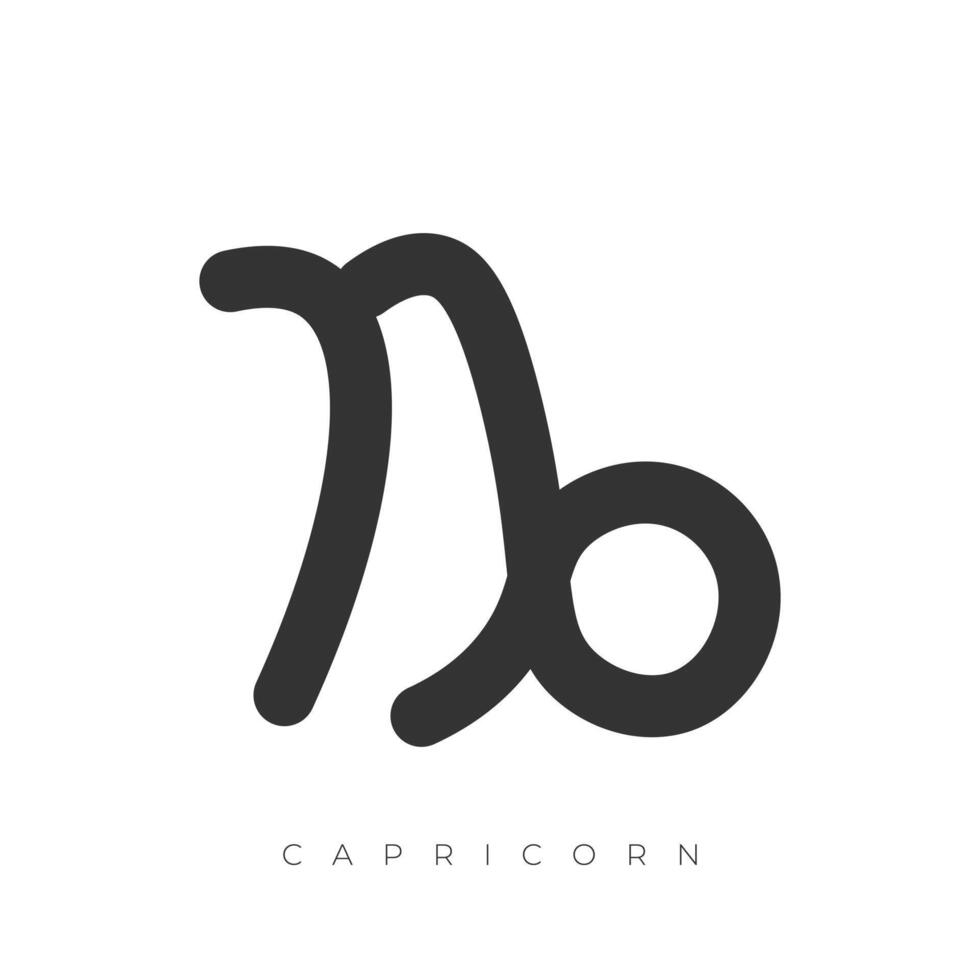 Capricorn zodiac sign line art symbol illustration isolated on white background vector
