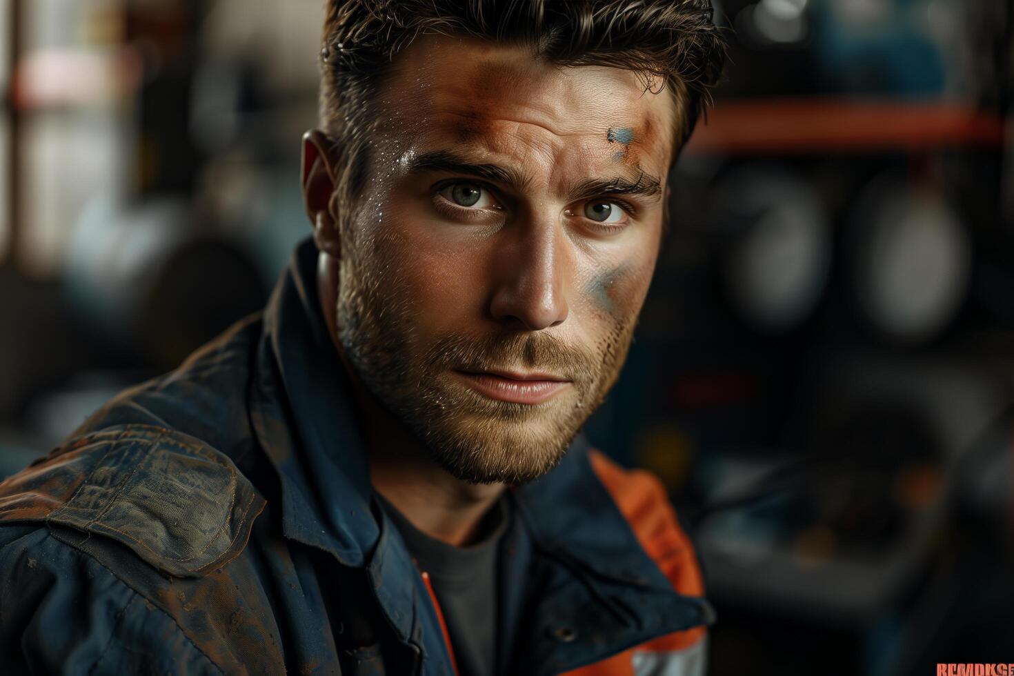 A man with a face full of bruises and a blue jacket photo