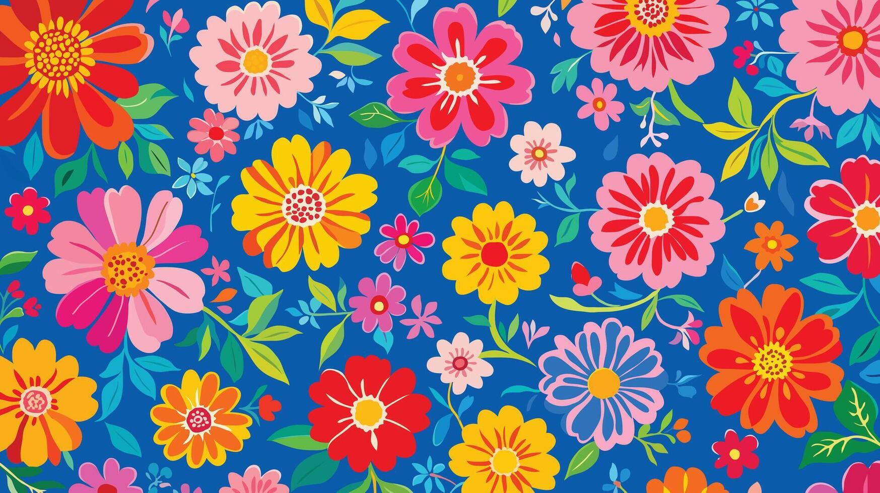Vibrant Floral Pattern, Multi Color illustration, vector