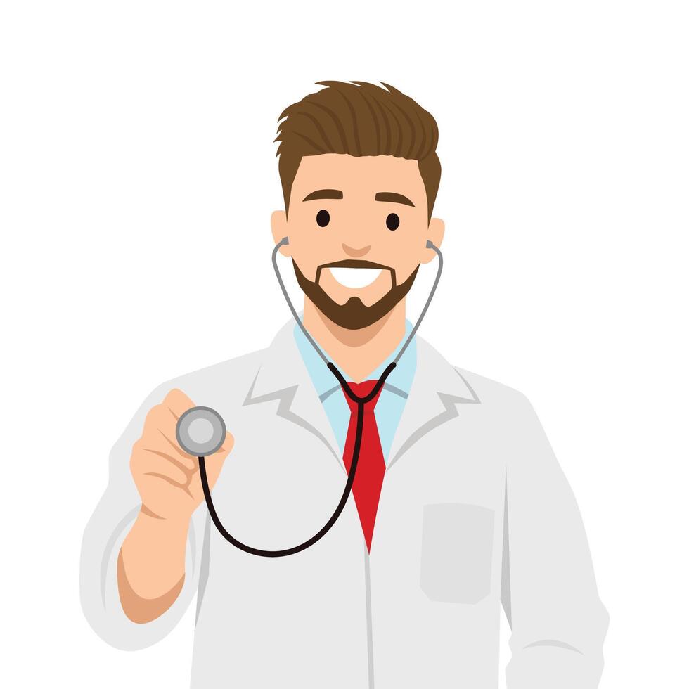 Friendly Doctor with a Stethoscope. vector