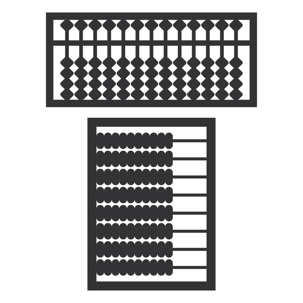 Abacus Calculation Learning Tool Silhouette. Black Abacus Silhouette on White Background. vector