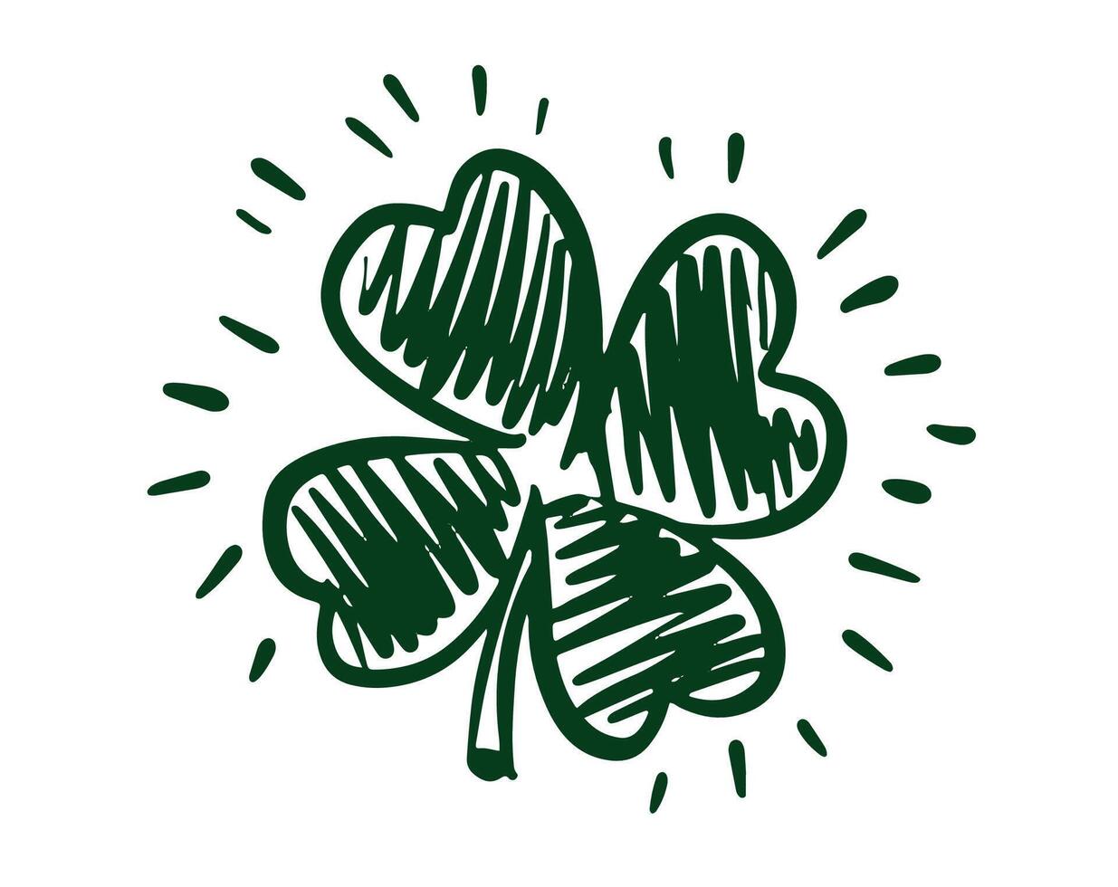 Saint Patricks Day, Green Clover. Hand drawn. vector