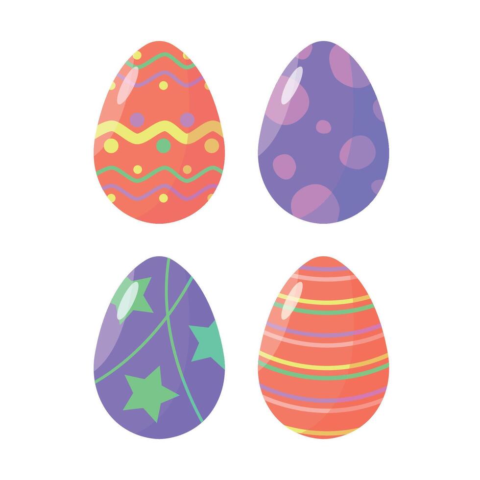 Set of Easter eggs icons with patterns for Easter. Easter decoration concept. Happy Easter. vector