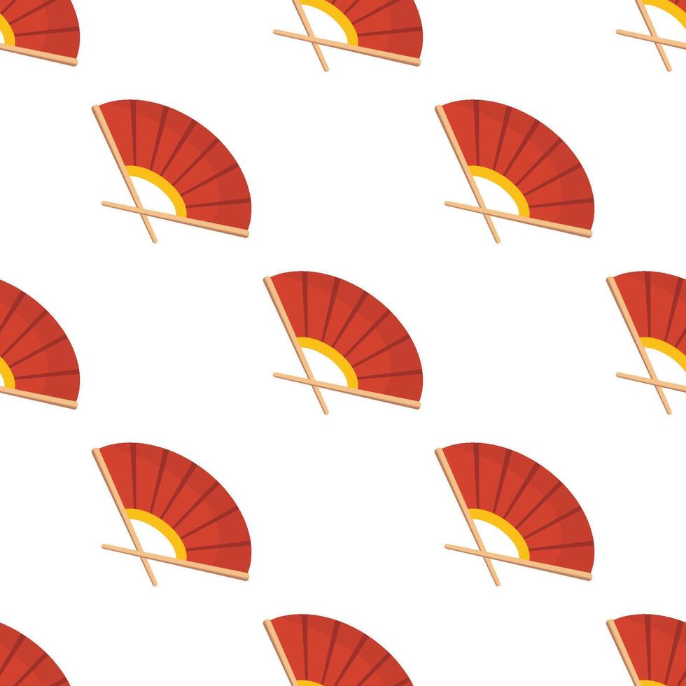 Seamless pattern with traditional Vietnamese folding fans on white background vector
