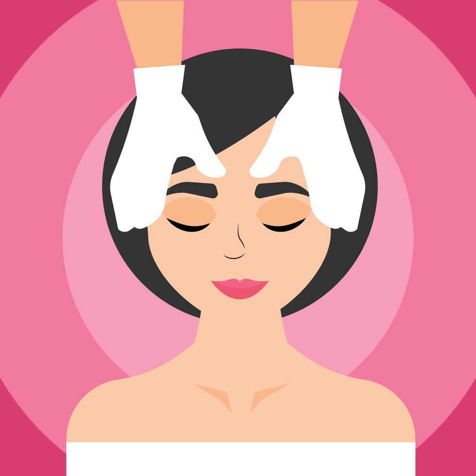A woman getting a facial massage vector