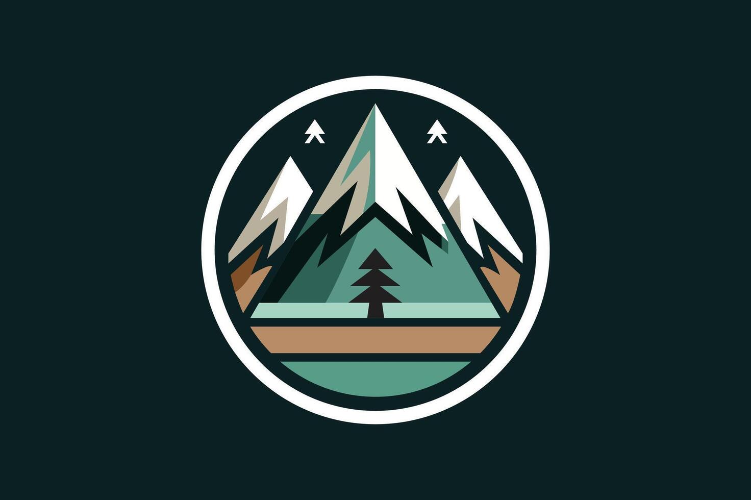 Circle illustration of mountains and tree. vector