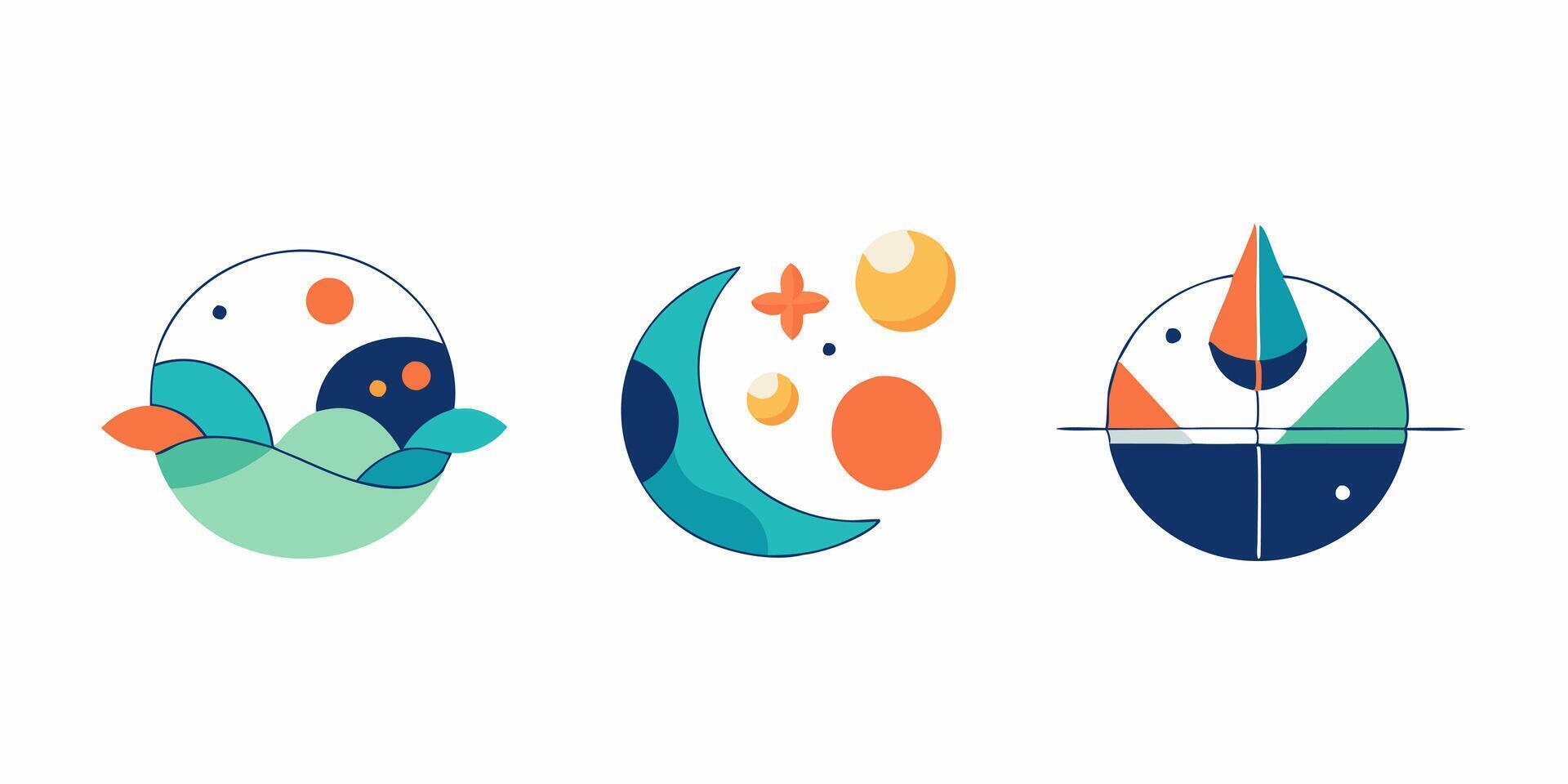 A set of four different icons with different shapes vector