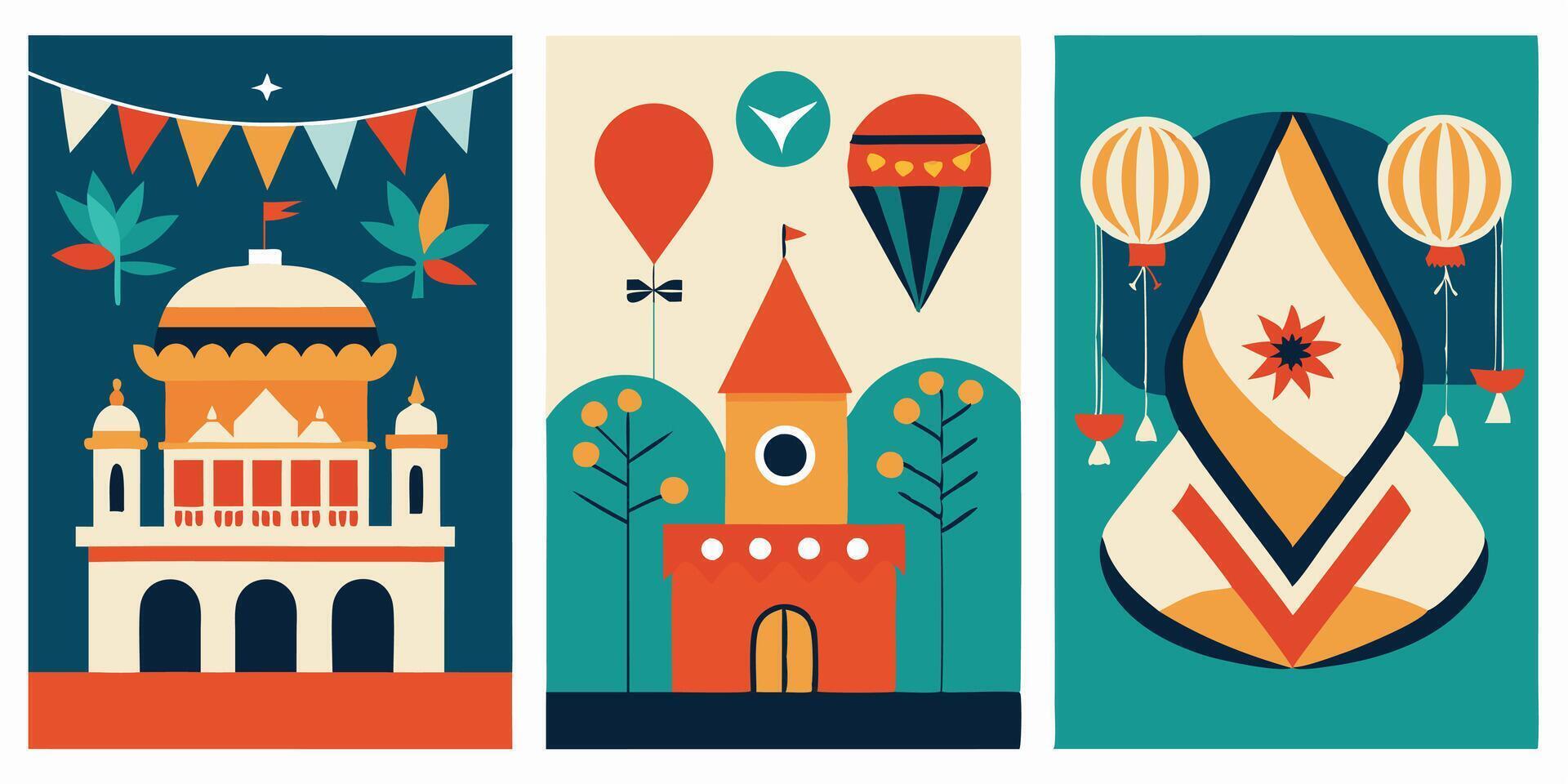 Three banners with different designs vector